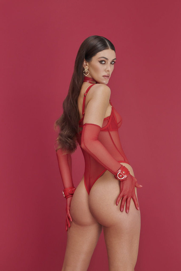 Rose Crotchless Bodysuit & Bra - bodysuits - EU MARIEMUR